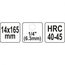 Burghiu spiralat 14x165 mm cu prindere 1/4" h..